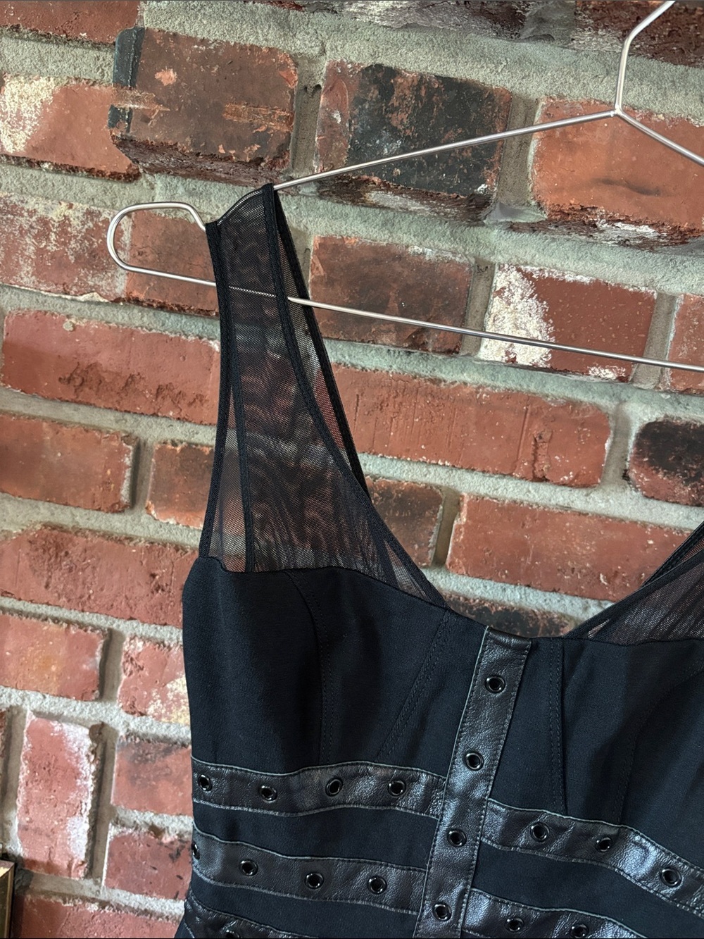 bebe Black Mermaid Dress with Faux Leather Trim Women’s Size 0 - Picture 5 of 10